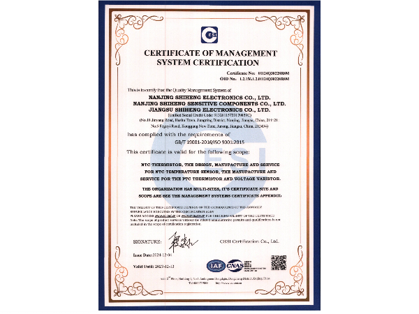 質量管理體系認證證書ISO9001（英文）